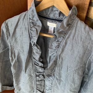 Chico’s linen blend ruffle coat